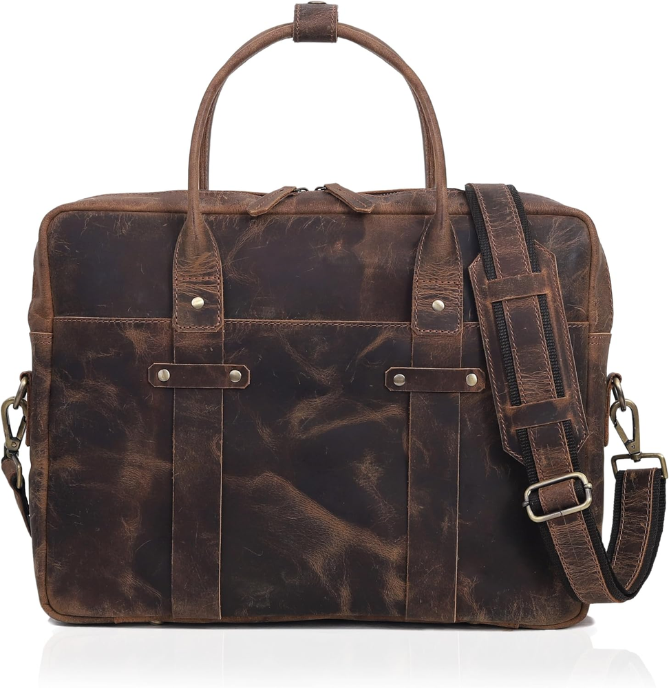 Leather Messenger Bag for Men and Women - Laptop Briefcase Bag for College - Bes