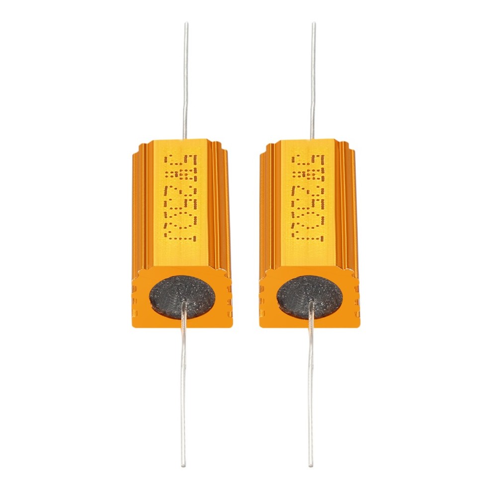 2 Pcs Aluminum Case Resistor, Great for Daily Use (Gold, 5W 25 Ohm)