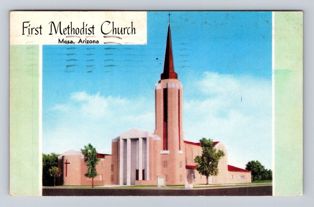 Mesa AZ-Arizona, First Methodist Church, Religion, Antique, Vintage Postcard