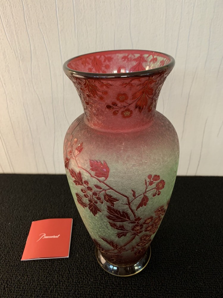 Acid Etched Vase On Ouraline Background With Frosted Baccarat Crystal-image