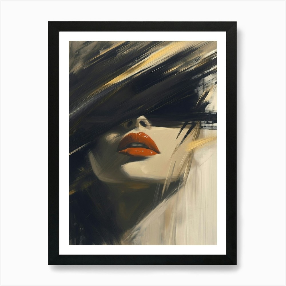 Woman With Red Lips Art Print Framed Wall Art Poster Canvas Print Picture