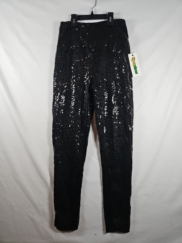 NWT Tipsy Elves Black Sequin High Waisted Leggings Pants SIZE Small