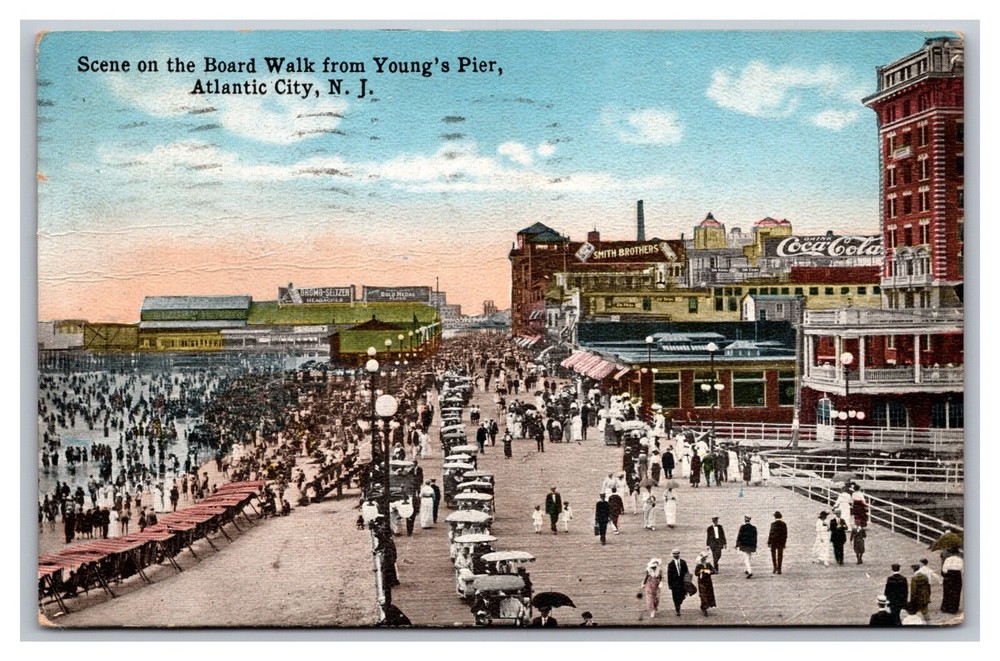 Atlantic City NJ Boardwalk from Young's Pier Divided Back Postcard Posted 1917