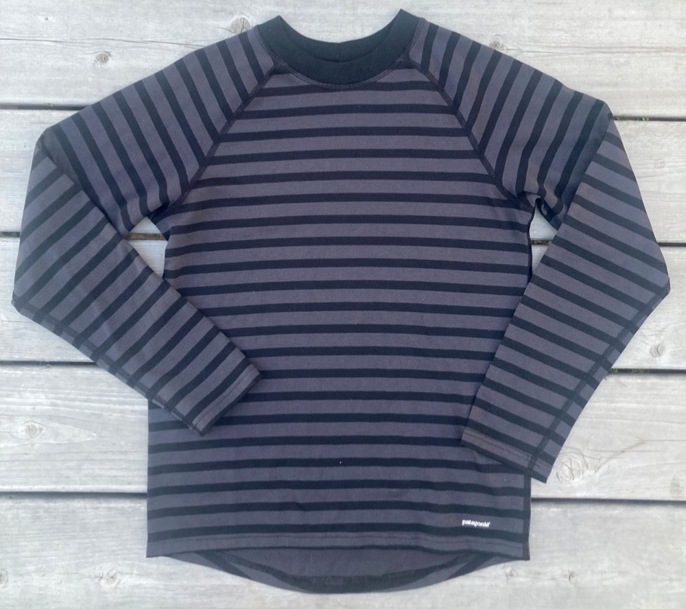 Patagonia Capilene 3 Boys size 14 Long Sleeve Striped Shirt Baselayer Outdoors