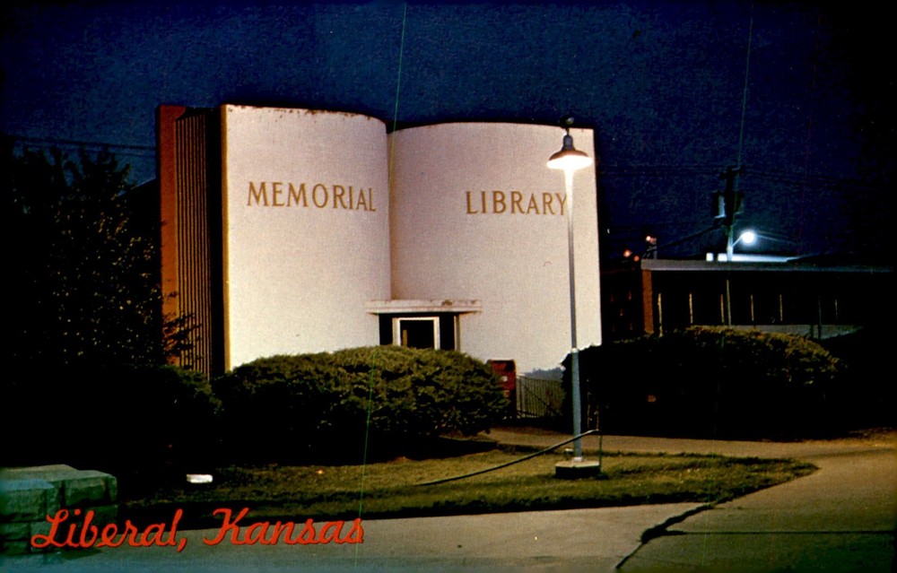 Memorial Library, Liberal Kansas Postcard