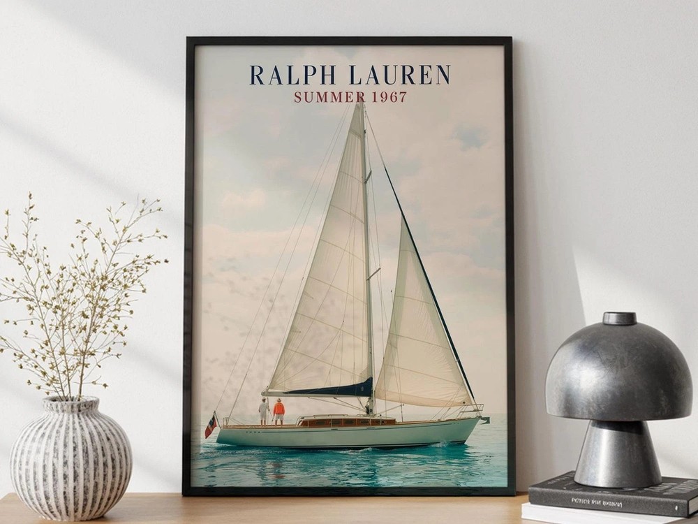 Ralph Lauren Sailboat Poster, Old Money Summer Fashion Wall Art