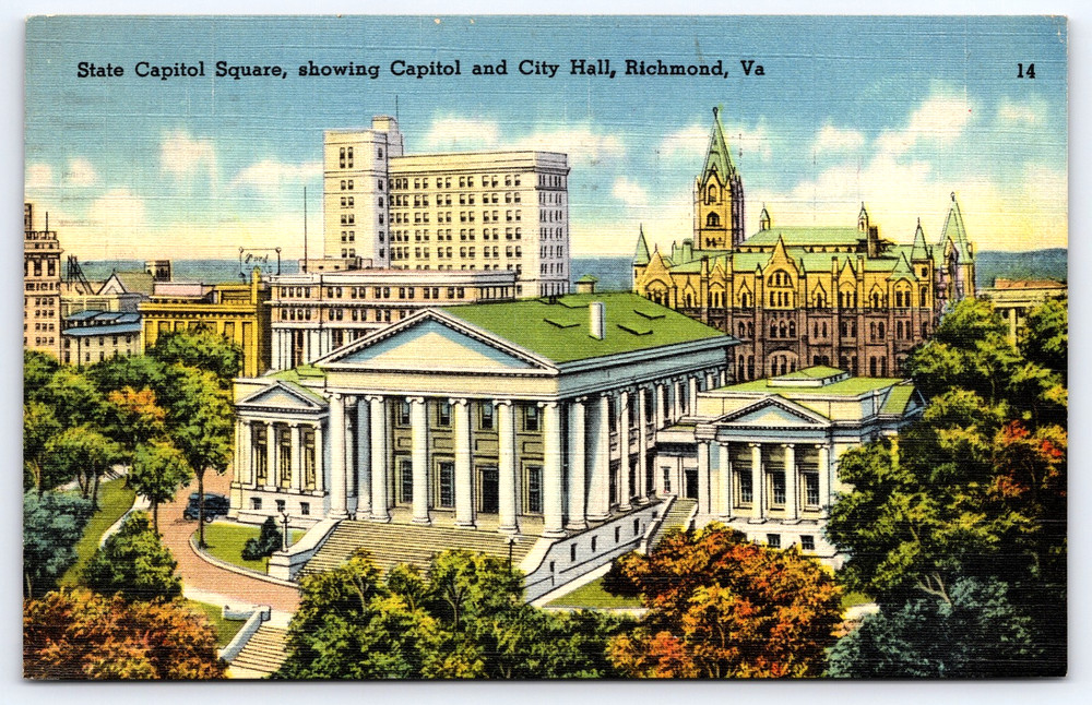 Richmond Virginia Capitol Square State Capitol And City Hall Vintage Postcard