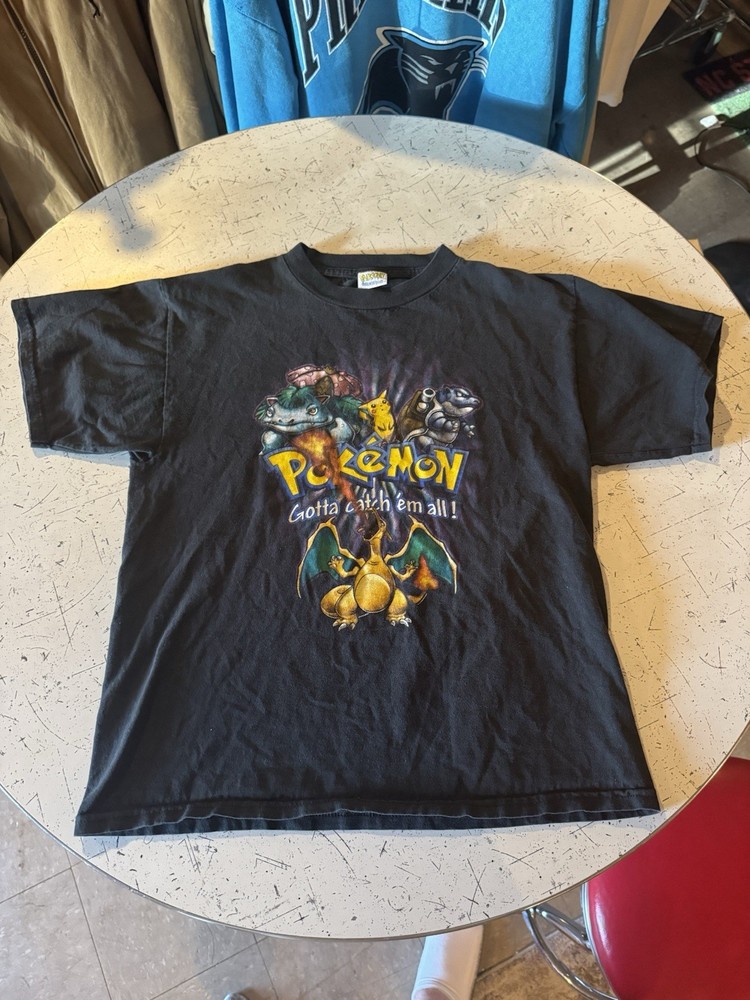 Rare Vintage 1999 Pokémon Youth Large T Shirt Pikachu Charizard Blastoise