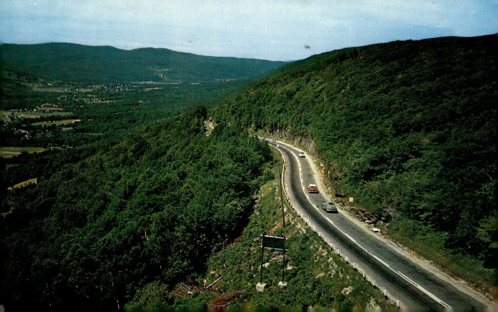1962 Mohawk Trail Western Summit North Adams MA Hairpin Turn Chrome Postcard