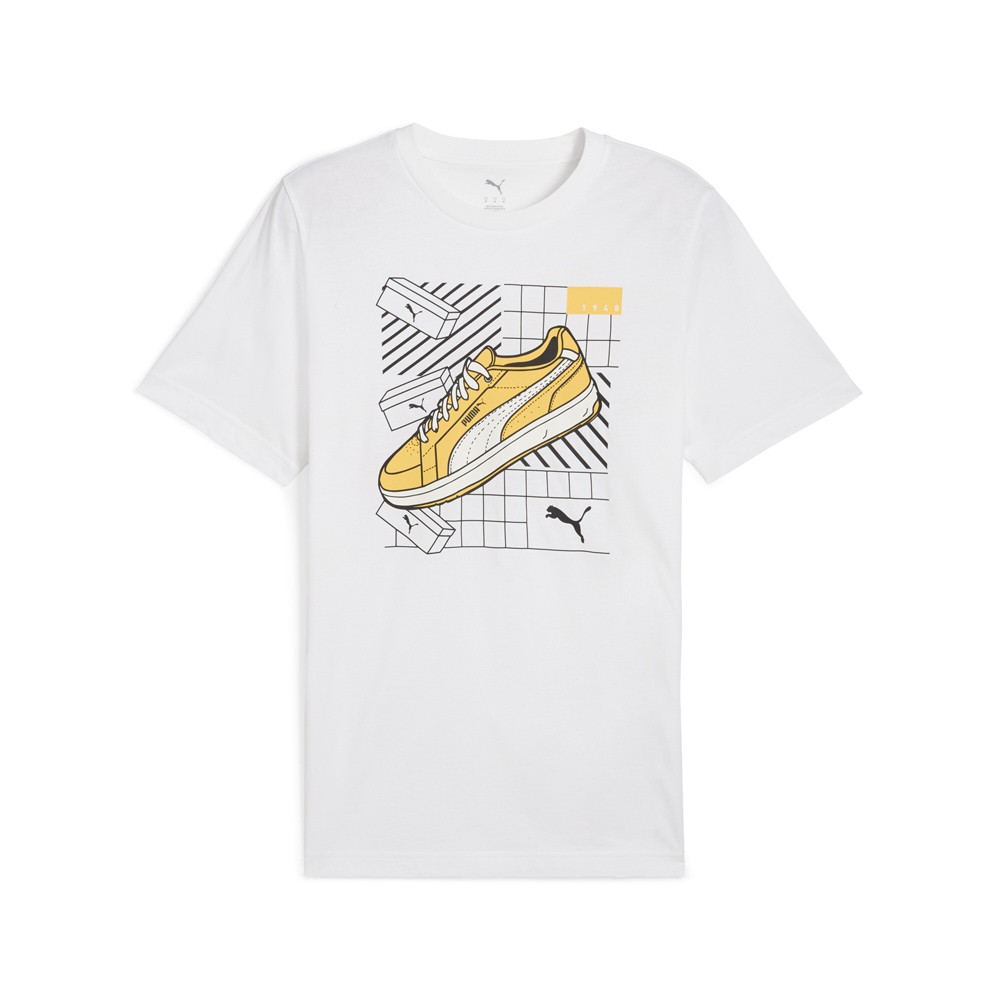 PUMA Sport Graphic Crew Neck Short Sleeve T-Shirt Mens White Casual Tops 6888880