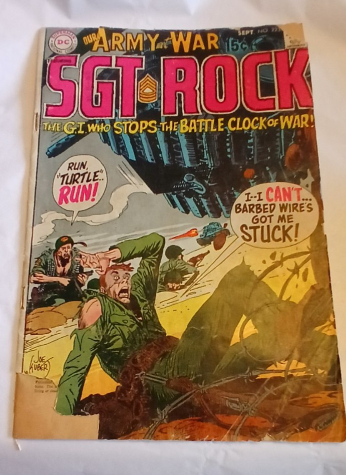 Sgt. Rock Comic Book DC Sept. No. 223 - fading and some small tears - see photos