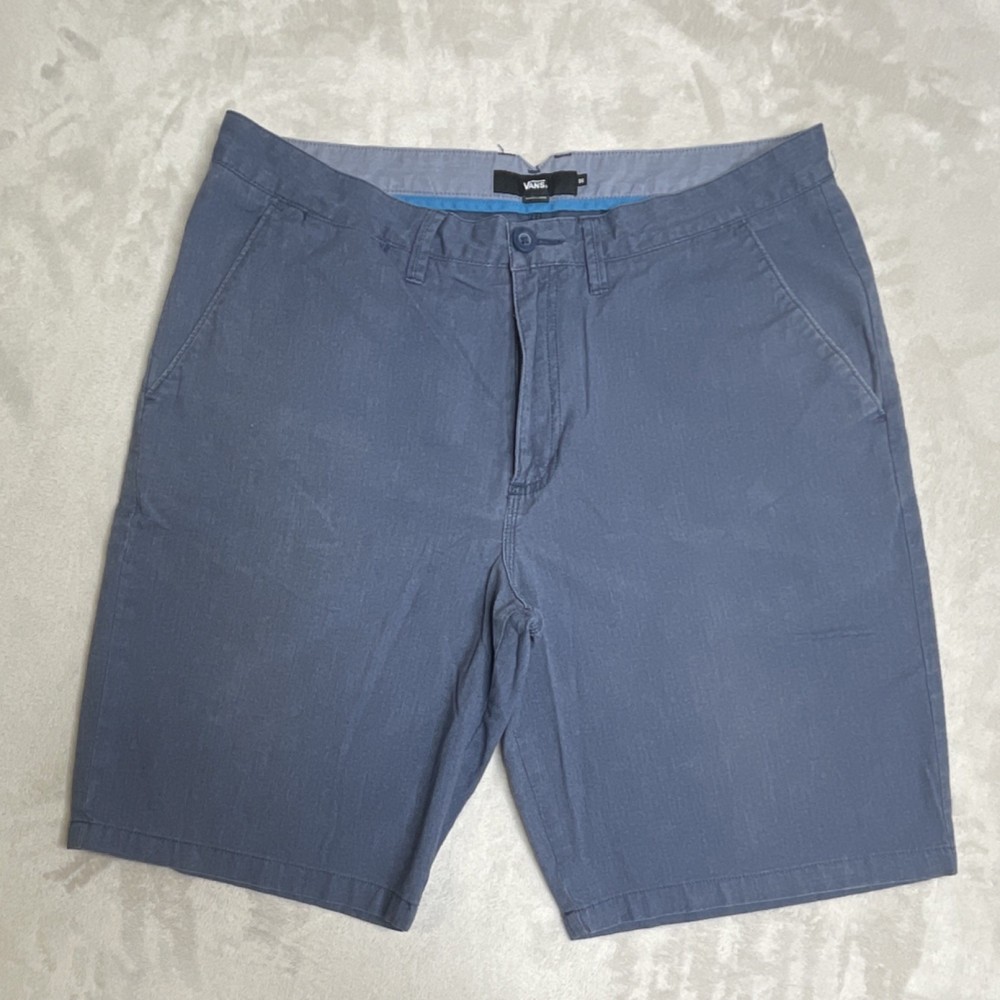 VANS Men's Blue Chino Shorts Button Pockets Flat Front Casual Summer