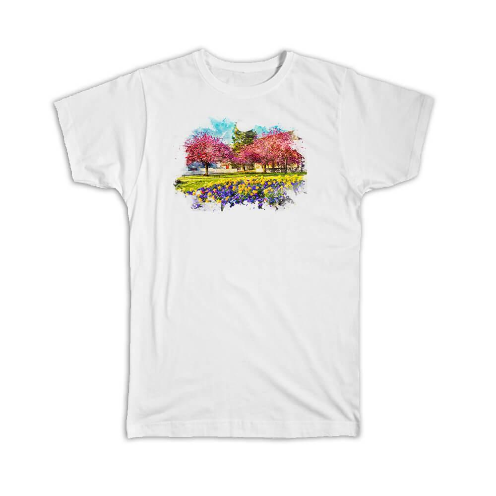 Gift T-Shirt : Watercolor Garden Trees Frame