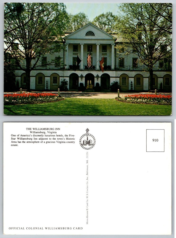 Williamsburg Inn Virginia Postcard Colonial Williamsburg Hotel Mirro-Krome