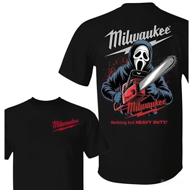 Milwaukee Ghost Face Chainsaw Two Sided Horror Halloween Unisex Graphic Shirt