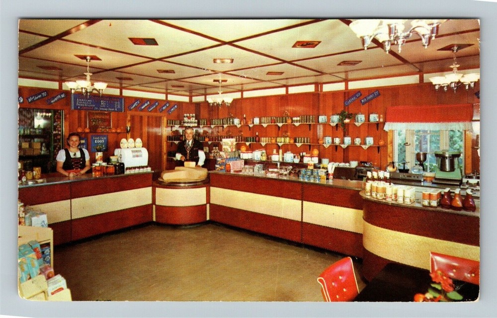 Wooster OH-Ohio, Interior View, Alpine Alpa Cheese Chalet Store Vintage Postcard