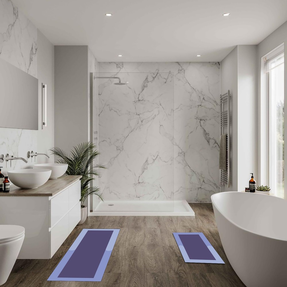 2 Non-Slip Quick-Dry Bathroom Rugs Ultra-Thick Shower Mats Rubber Design