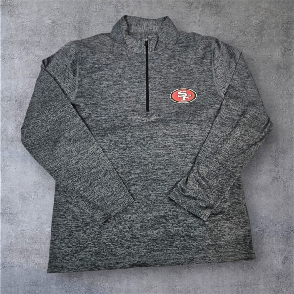 NFL San Francisco 49ers Gray 1/4 Zip Pullover Jersey Size Small Unisex M37