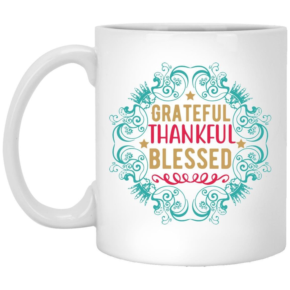 Thanksgiving Mug Grateful Thankful Blessed Coffee Mugs Gift For Mom Dad Grandma