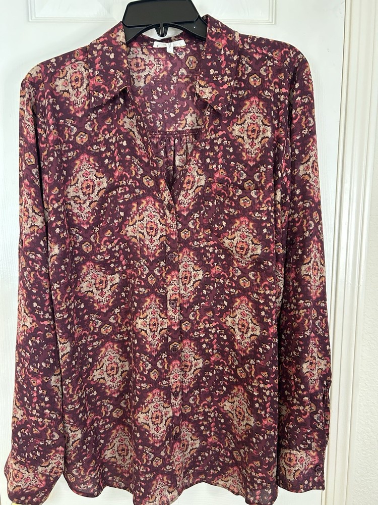 Maurices Women's Sheer Long Sleeved V-Neck Blouse XL