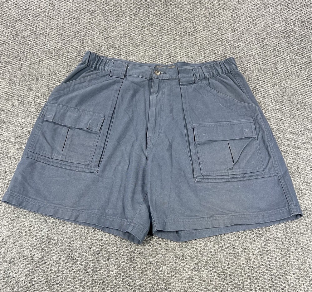 Croft & Barrow Cargo Shorts Mens 36 Blue Cotton Elastic Sides Fishing