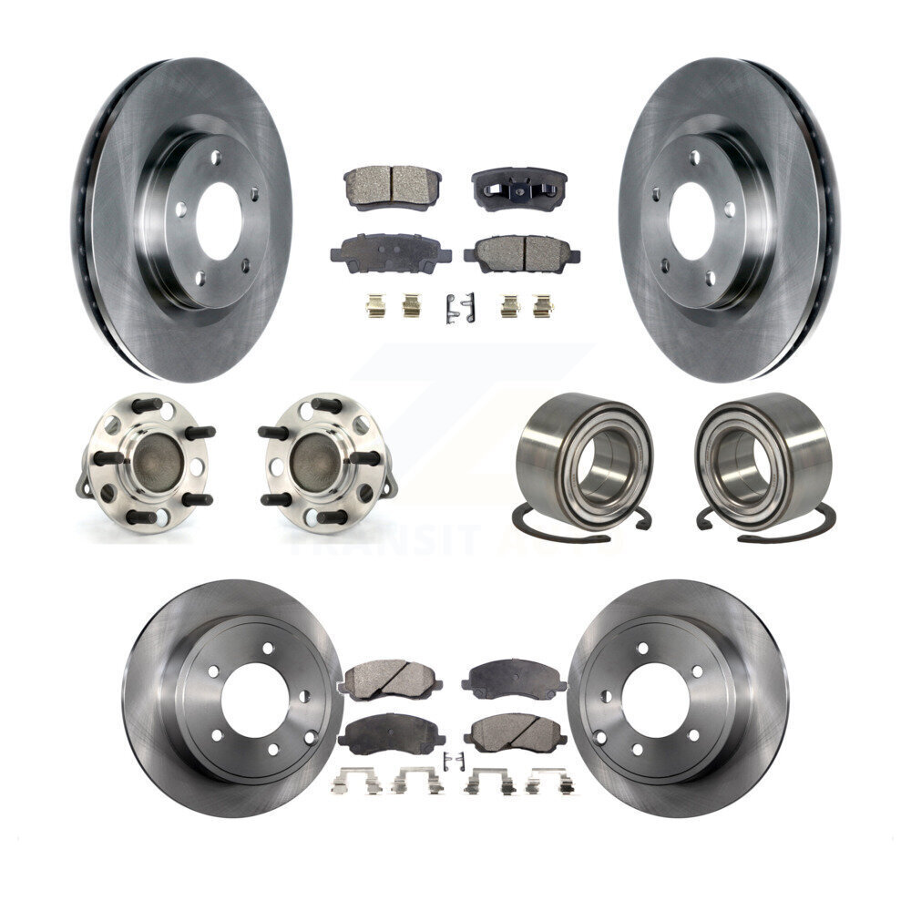 Jeep Patriot Compass Dodge Front Rear Hub Bearing Brake Rotor Pad Kit 10Pc