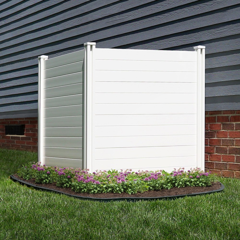 4ft H x 4ft W (2 Panels) No Dig Enclo Premium White Vinyl Privacy Screen, Out...