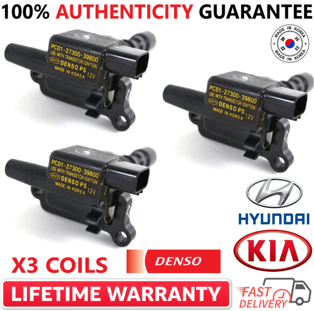 x3 OEM DENSO KIA 27300-39800 Ignition Coils For 2003-2006 Kia Sorento 3.5L V6