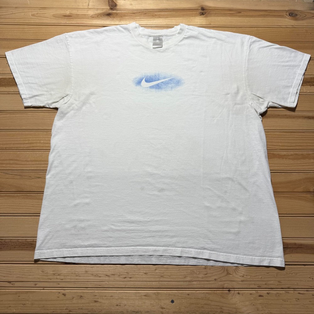 Vintage Y2K Nike Swim Swoosh Center Logo Fade Sportswear Graphic T-Shirt - 2XL