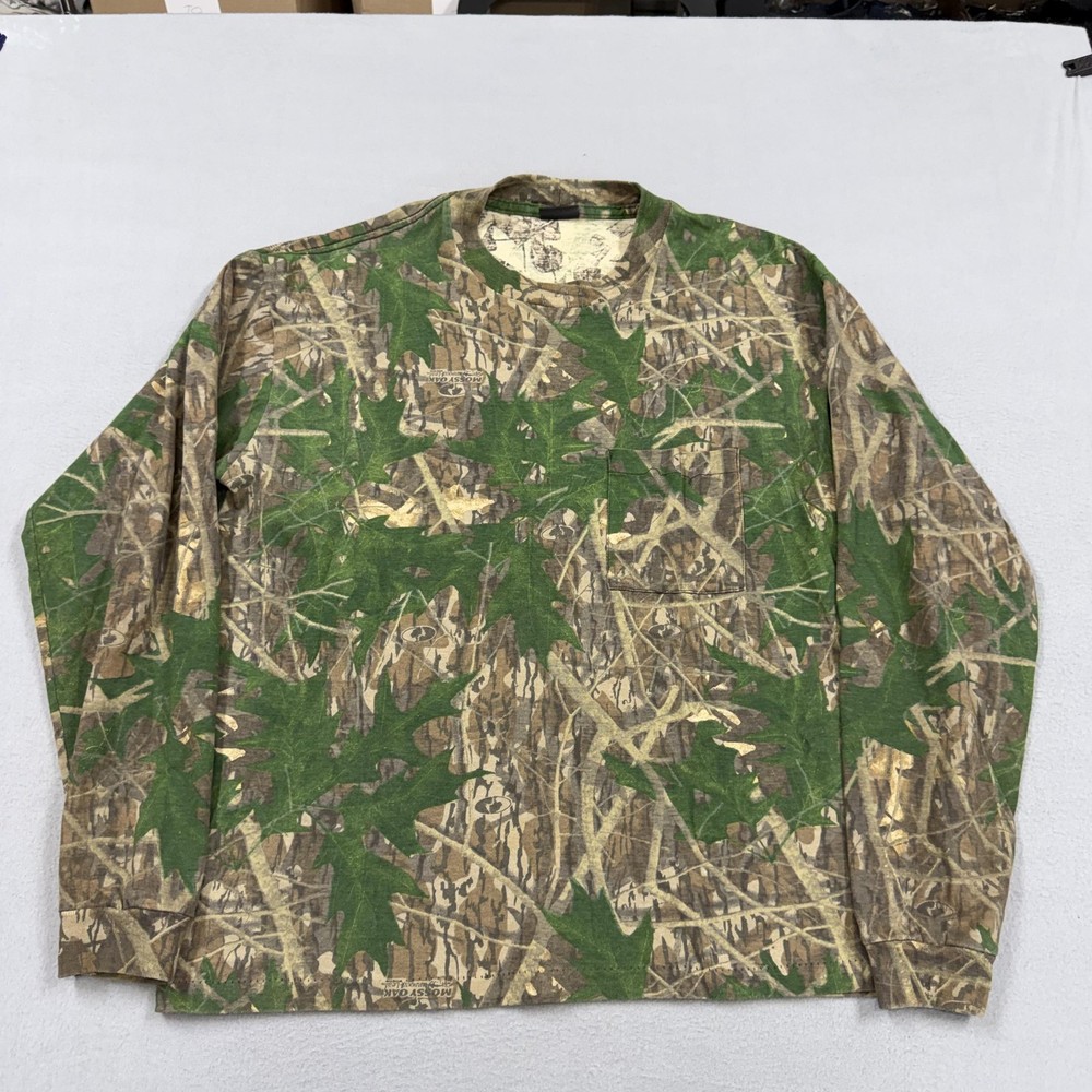 Vintage Mossy Oak shirt mens XL Shadow Leaf camo camouflage hunting 90s USA