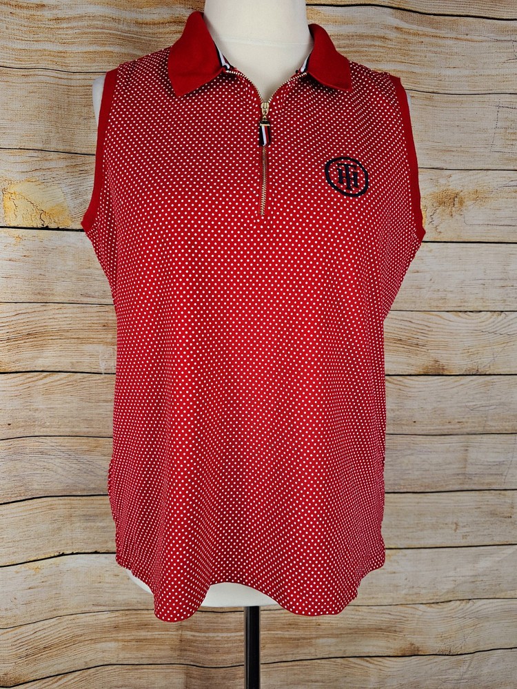 Tommy Hilfiger Polka Dot Sleeveless Polo Top in Size 0X