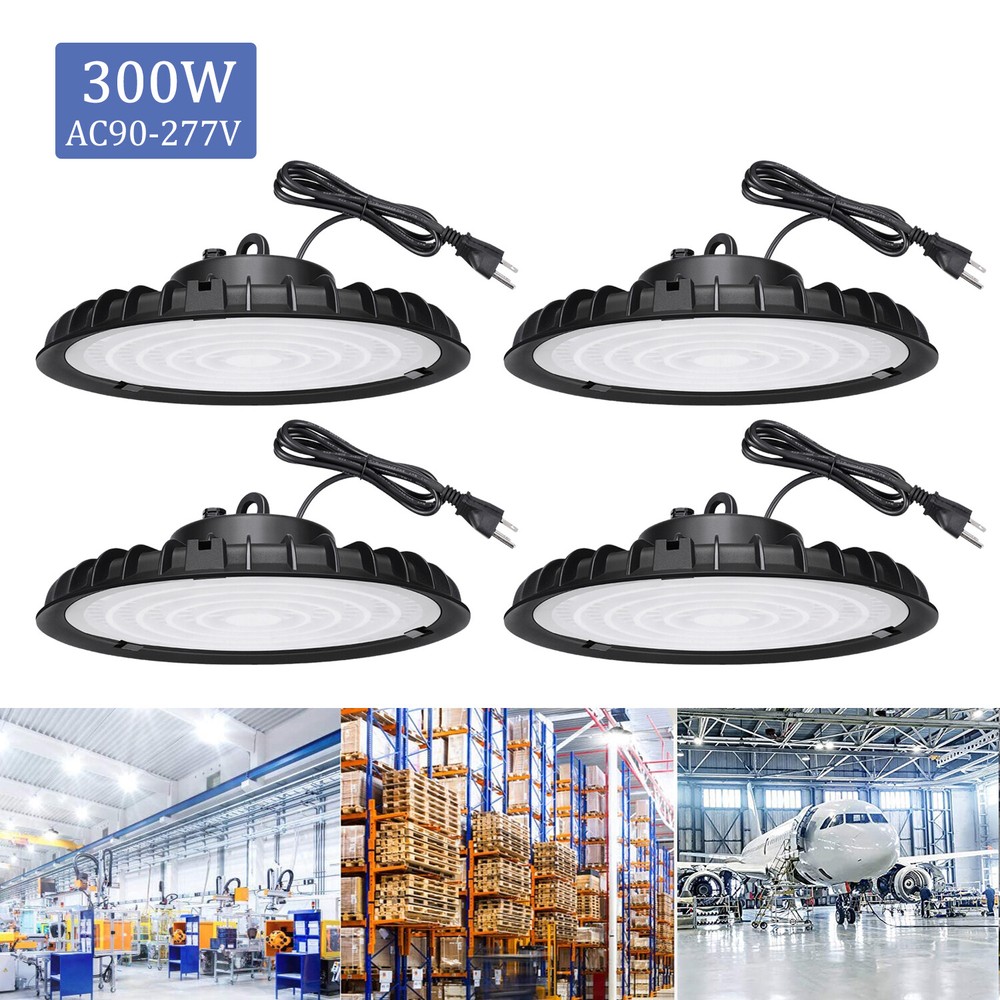 4 Pack 300W LED UFO High Bay Light for Warehouse & Commercial Use  