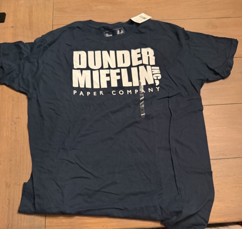 Dunder Mifflin Distressed Logo The Office T-shirt Blue Size XL