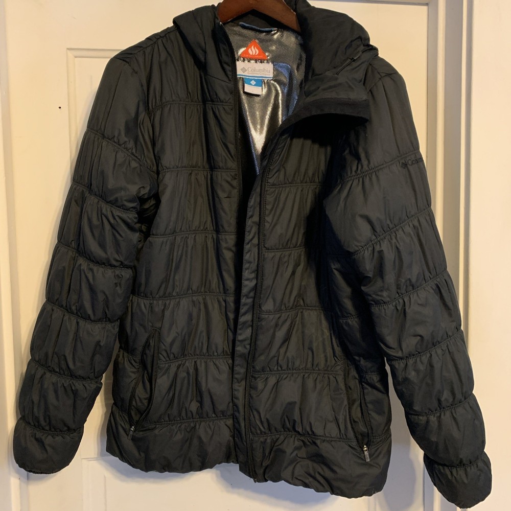 Columbia Men's Black Full Zip Mid-Length Stand-Up Collar Puffer Jacket Size L