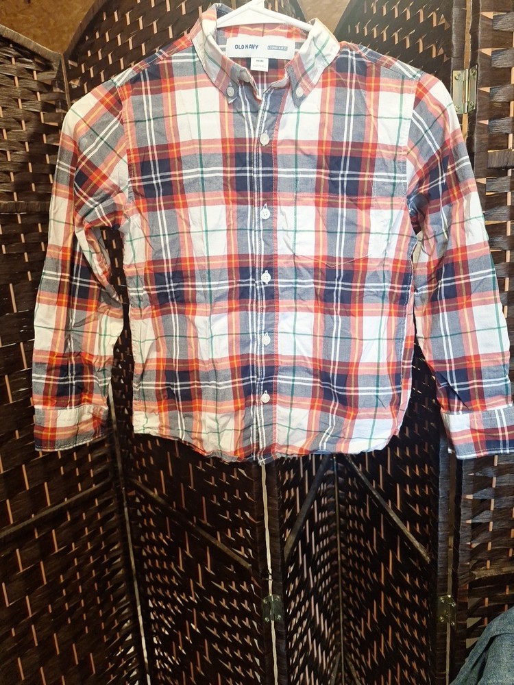Boy's Old Navy Size 8 Long Sleeve Plaid Button Up Shirt