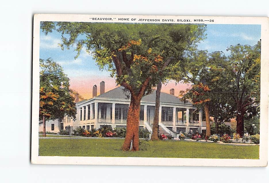 Postcard Beauvoir Home of Jefferson Davis Biloxi Mississippi USA