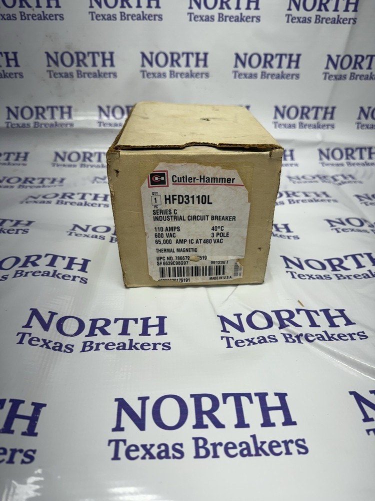 Eaton Hfd3110 110A 3-Phase 3-Pole 600V 65Ka F-Frame Bolt-On Used Circuit Breaker