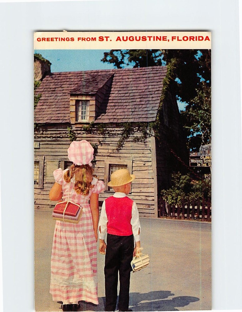 Postcard Oldest Wooden Schoolhouse St. Augustine Florida USA