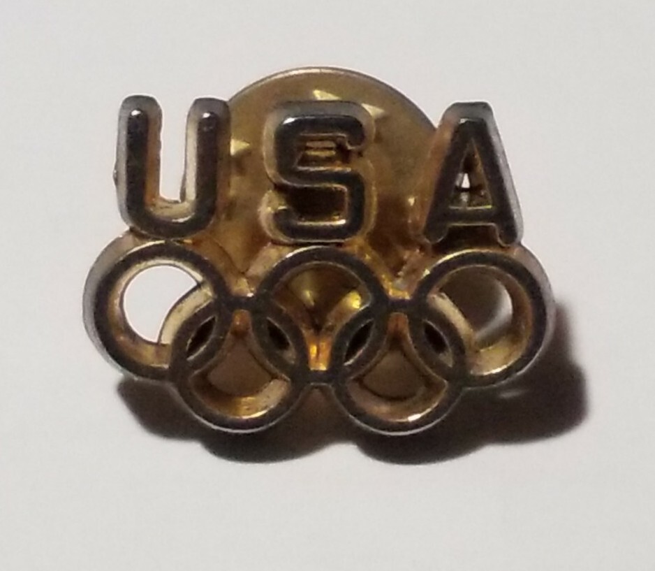 Collectible Vintage USA Olympics Team Hat Tie Lapel Pin Souvenir Brass PInback