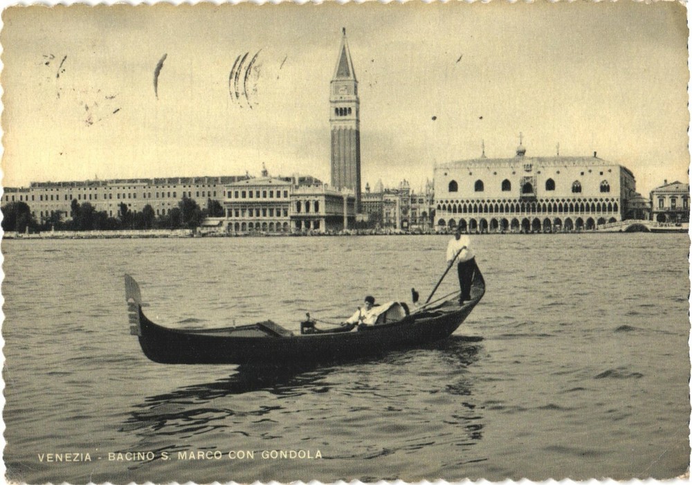 View of San Marco Basin With Gondola, Venice Canal, Italy Postcard