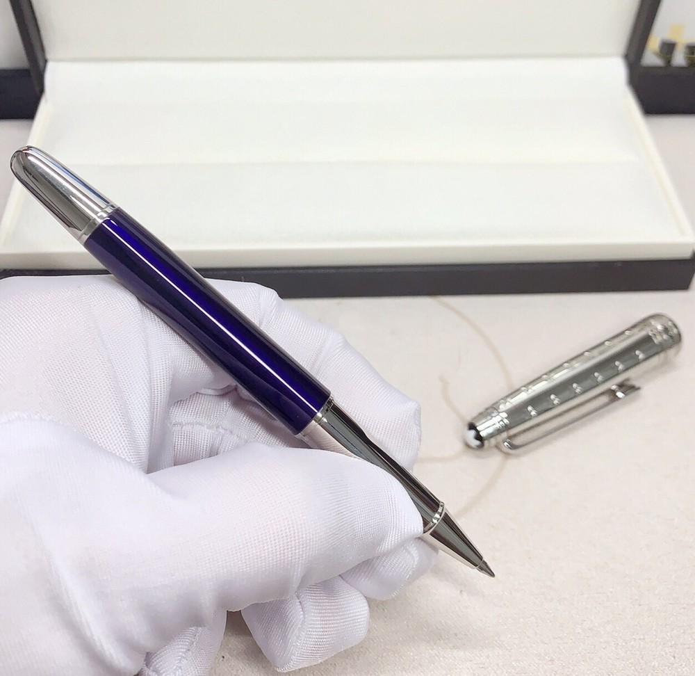 Deluxe Metal Star Series Blue - Silver Color 0.7mm Rollerball Pen No Box