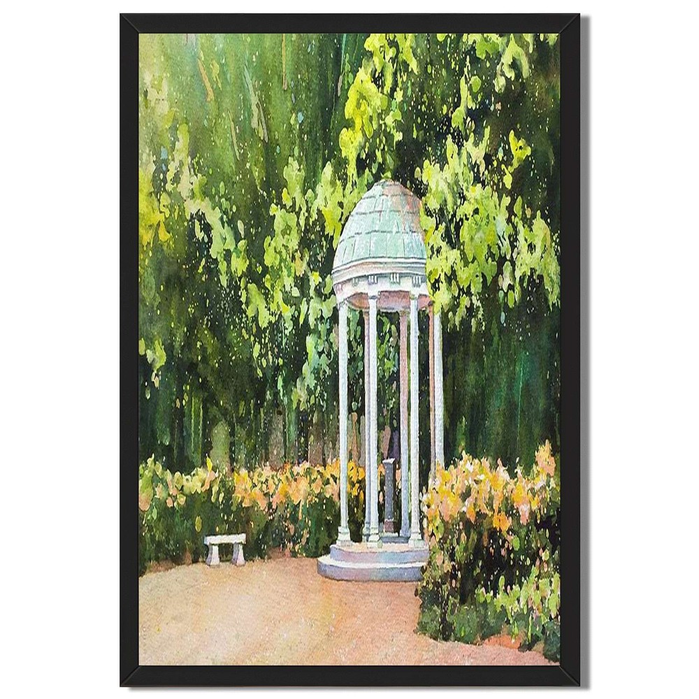 Garden Pavilion Framed Canvas Print Landscape Wall Art Home Decor