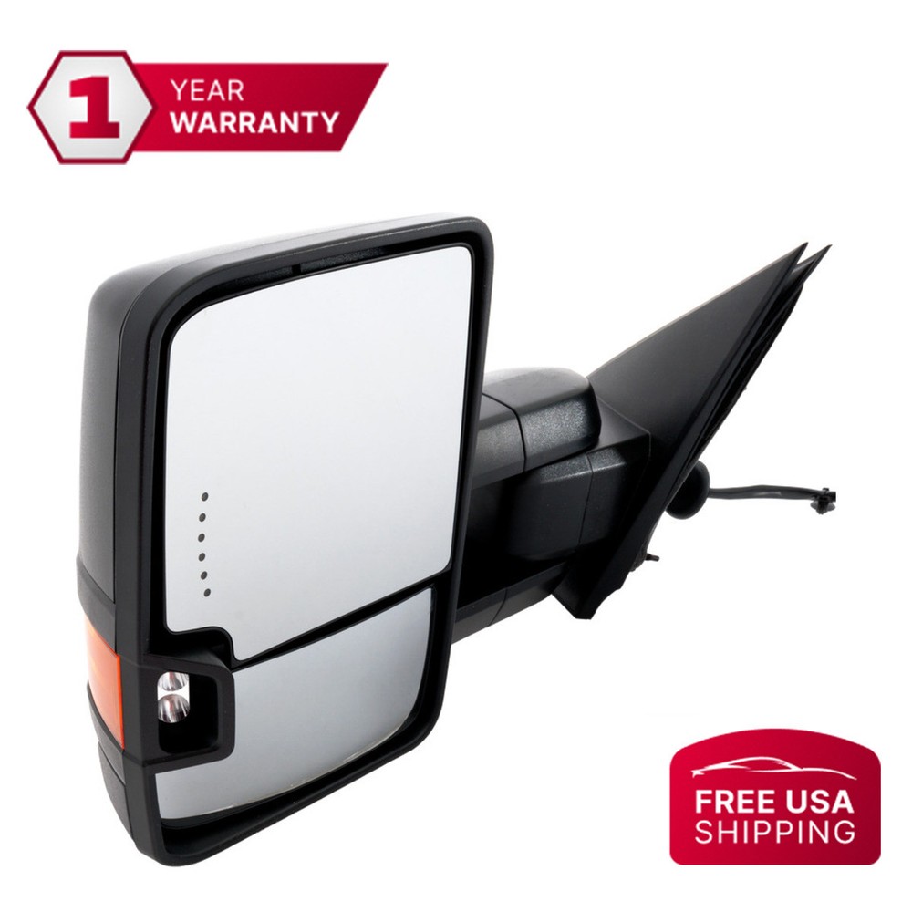 Towing Mirror Textured Black Driver Side For 15-19 Chevrolet Silverado 2500 HD
