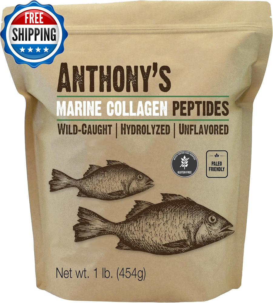 Hydrolyzed Marine Collagen Peptides, Gluten-Free, Paleo and Keto Friendly, Unfla