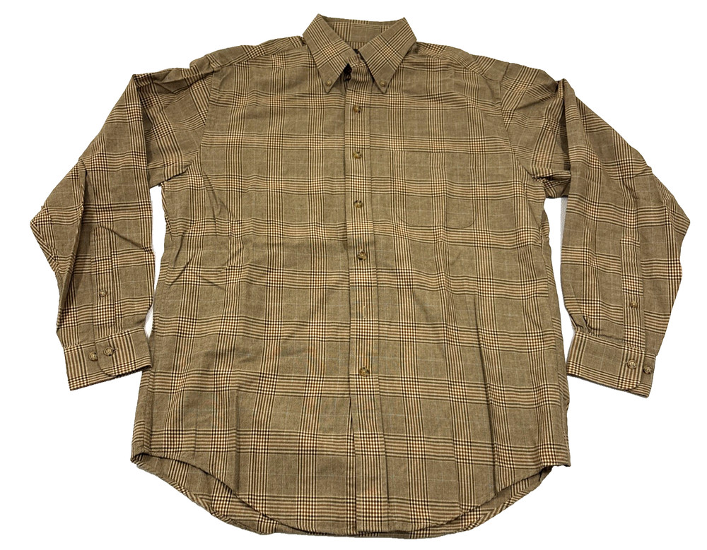 Brooks Brothers Shirt Mens M Brown Plaid Flannel Wool Blend Button Down EUC