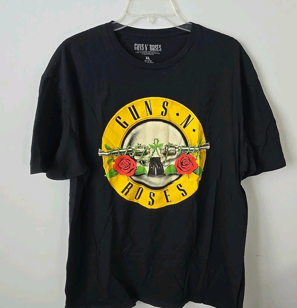 Guns N' Roses Music T-Shirt Mens XL Short Sleeve Crew Neck Graphic Black Yellow