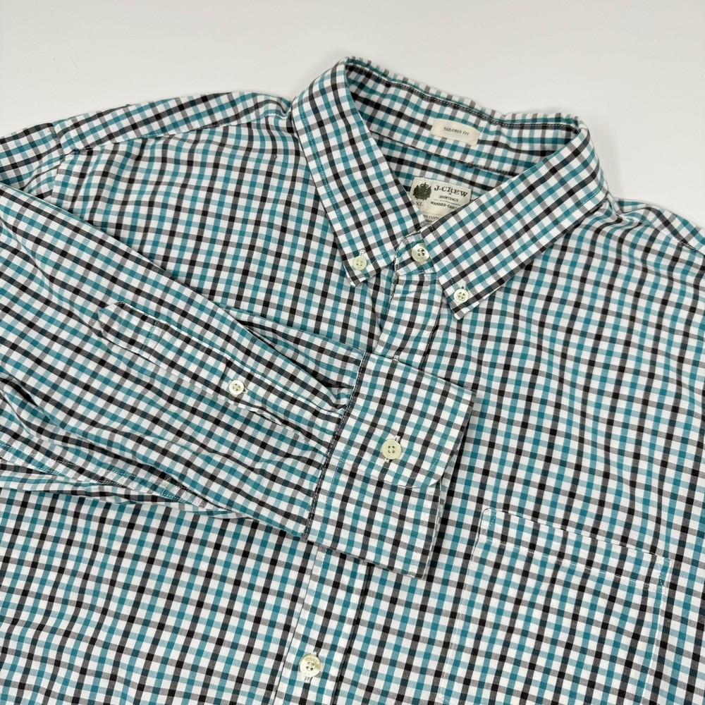 J.Crew Shirt Mens XL Blue Check Tailored Fit Long Sleeve Button Down Casual