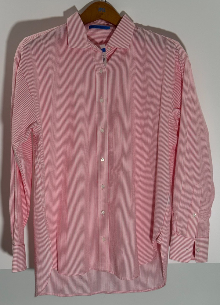 J.McLaughlin Finn Blouse XL White Peony Seersucker NWT Button Shirt Orig $178