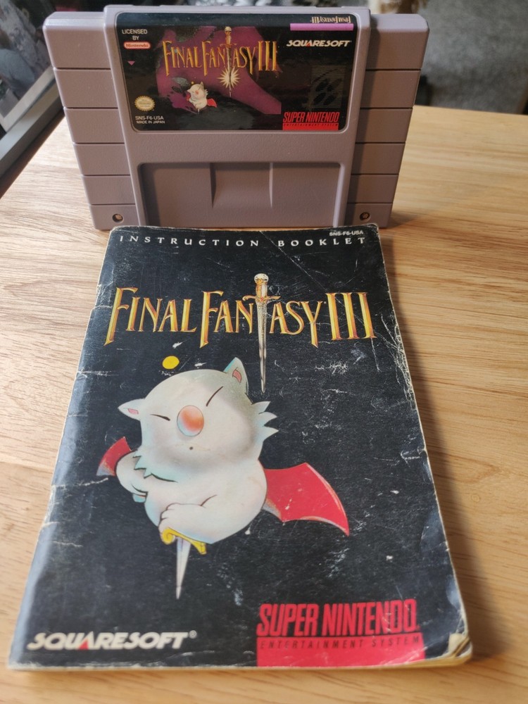 Super Nintendo Final Fantasy 3 OEM Cartridge and Manual Lot SNES Tested Working