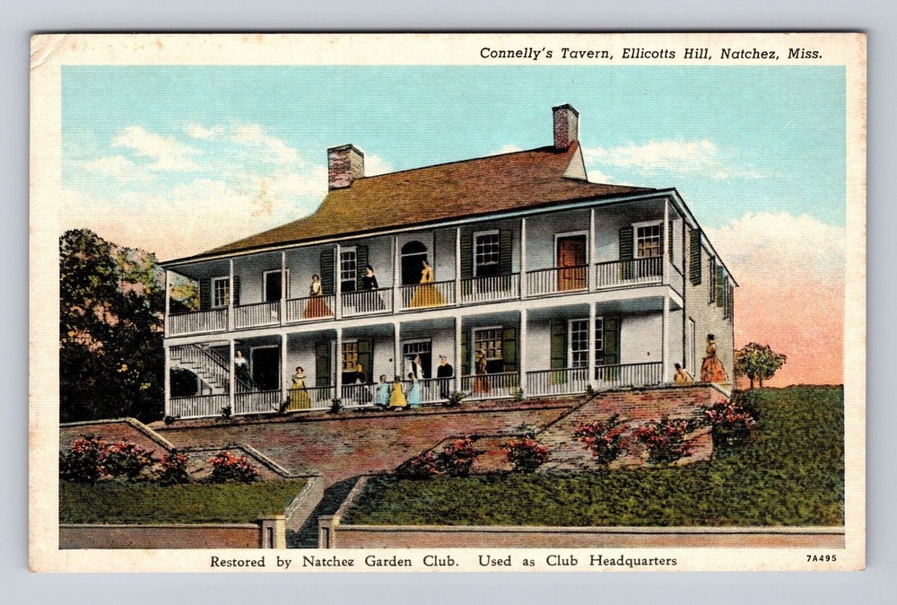 Natchez MS-Mississippi, Connelly's Tavern, Ellicotts Hill, Vintage Postcard